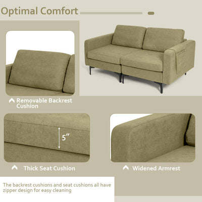 Modern Loveseat Sofa Couch with Cushion and Side Storage Pocket