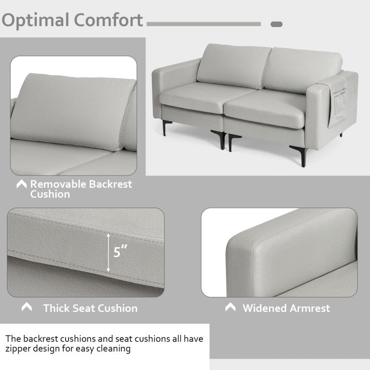 Modern Loveseat Sofa Couch with Cushion and Side Storage Pocket