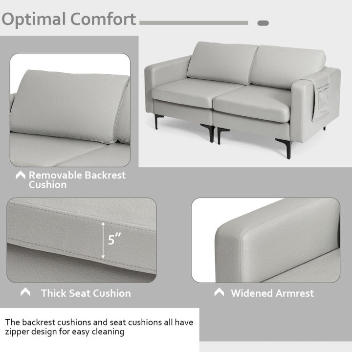 Modern Loveseat Sofa Couch with Cushion and Side Storage Pocket