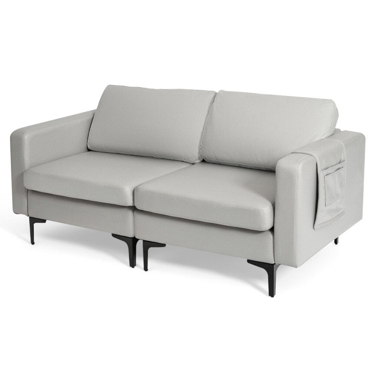 Modern Loveseat Sofa Couch with Cushion and Side Storage Pocket