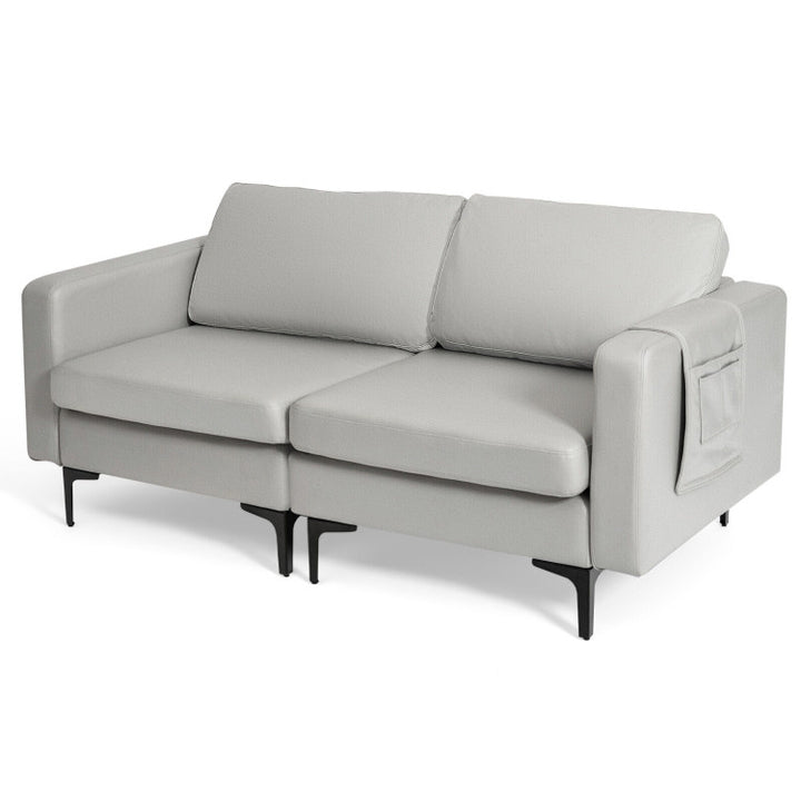 Modern Loveseat Sofa Couch with Cushion and Side Storage Pocket