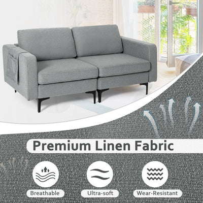 Modern Loveseat Sofa Couch with Cushion and Side Storage Pocket