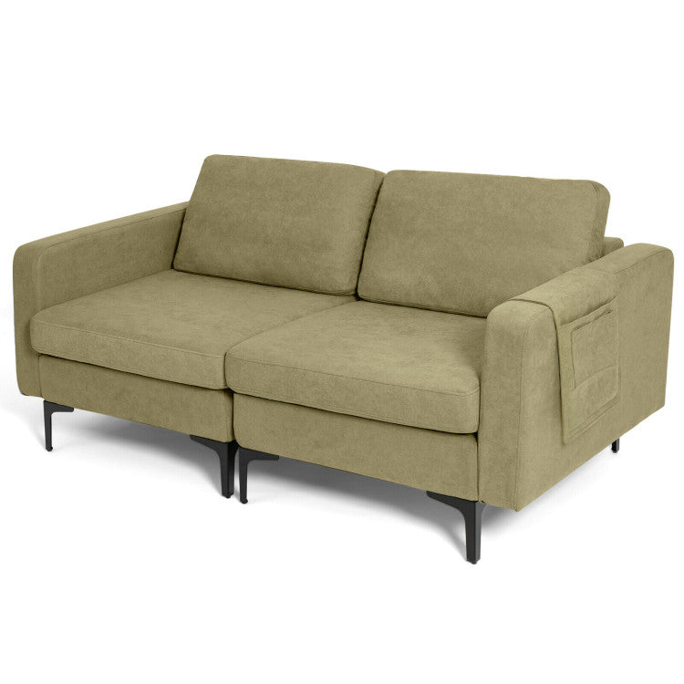 Modern Loveseat Sofa Couch with Cushion and Side Storage Pocket