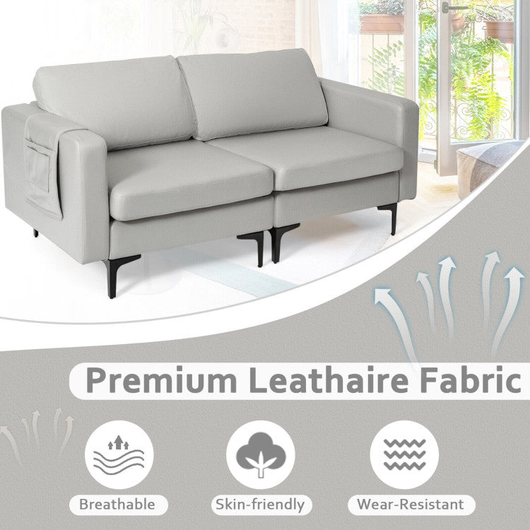 Modern Loveseat Sofa Couch with Cushion and Side Storage Pocket