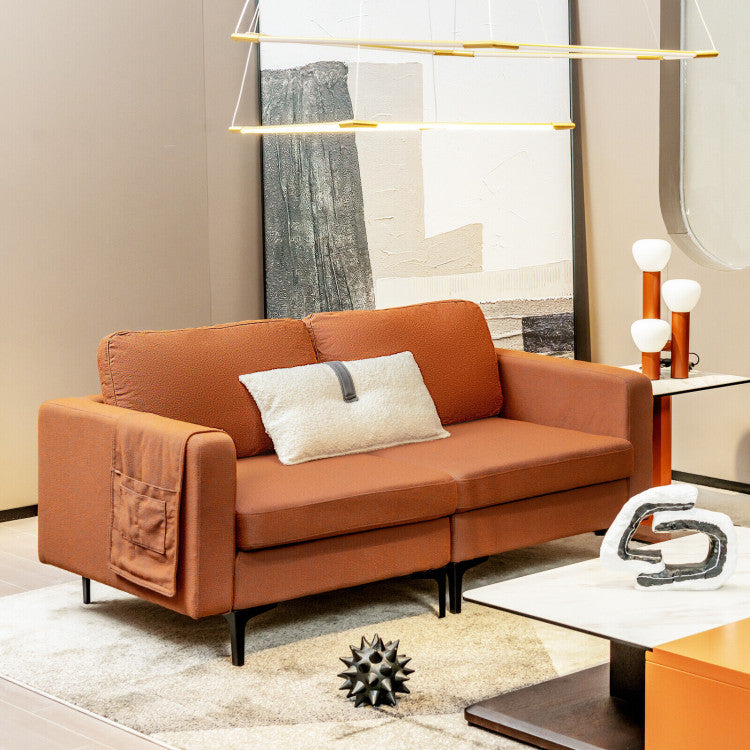 Modern Loveseat Sofa Couch with Cushion and Side Storage Pocket