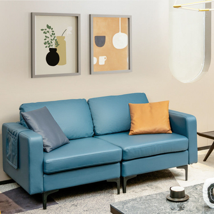 Modern Loveseat Sofa Couch with Cushion and Side Storage Pocket