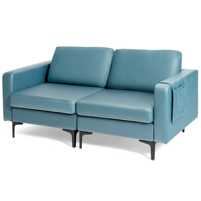 Modern Loveseat Sofa Couch with Cushion and Side Storage Pocket