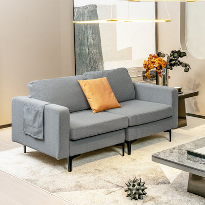 Modern Loveseat Sofa Couch with Cushion and Side Storage Pocket