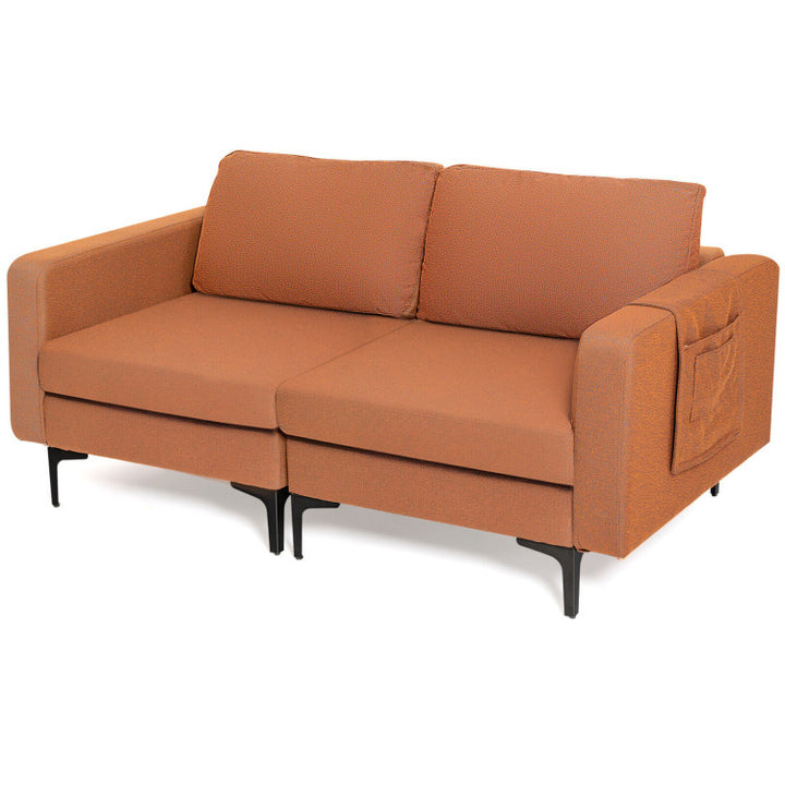Modern Loveseat Sofa Couch with Cushion and Side Storage Pocket