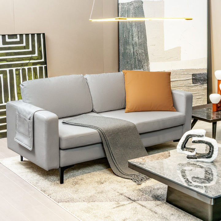 Modern Loveseat Sofa Couch with Cushion and Side Storage Pocket