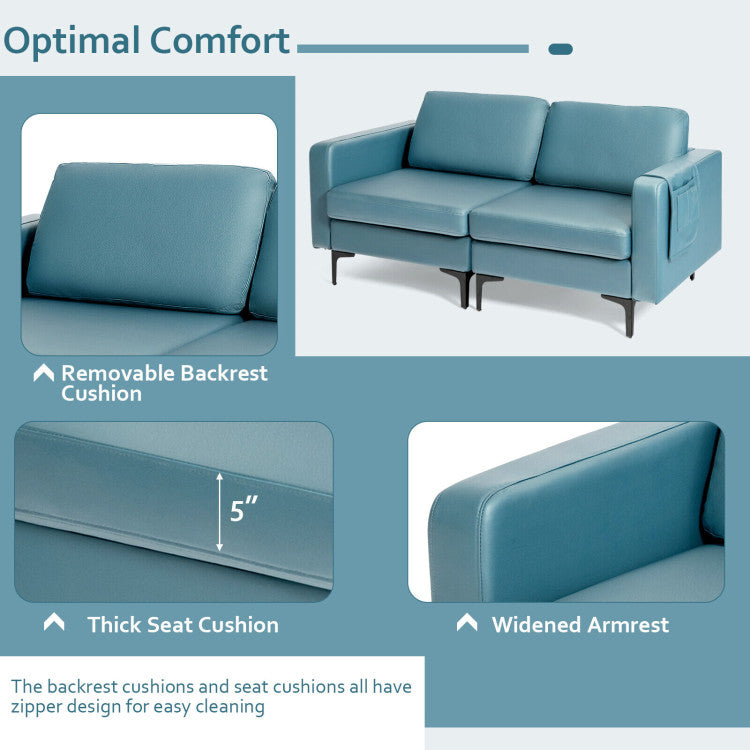 Modern Loveseat Sofa Couch with Cushion and Side Storage Pocket