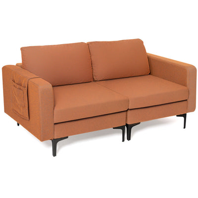 Modern Loveseat Sofa Couch with Cushion and Side Storage Pocket