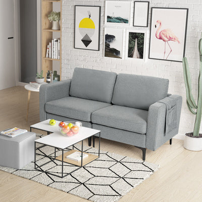 Modern Loveseat Sofa Couch with Cushion and Side Storage Pocket