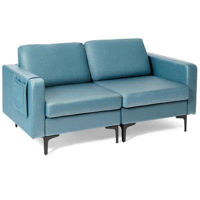 Modern Loveseat Sofa Couch with Cushion and Side Storage Pocket