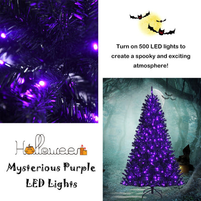 Multi-purpose Black Artificial Christmas Halloween Tree with Purple LED Lights