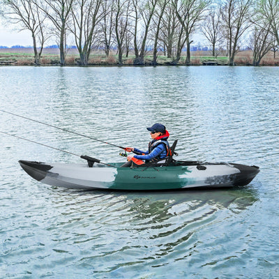 One-Person Sit-on-Top Fishing Kayak Boat with Aluminum Paddle and Comfortable Seat