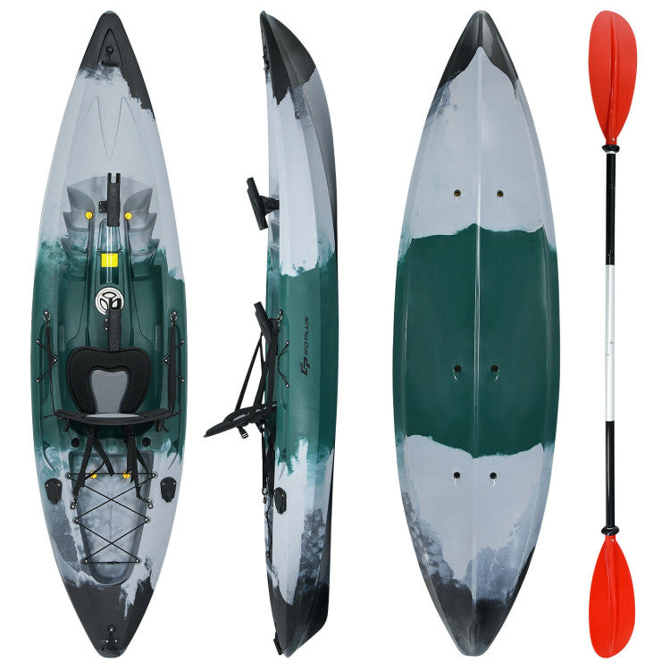 One-Person Sit-on-Top Fishing Kayak Boat with Aluminum Paddle and Comfortable Seat