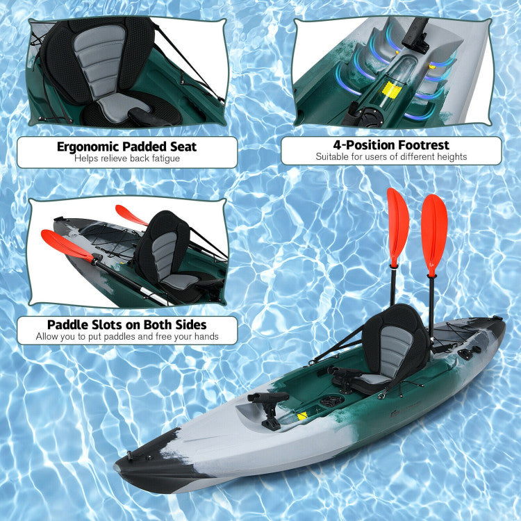 One-Person Sit-on-Top Fishing Kayak Boat with Aluminum Paddle and Comfortable Seat