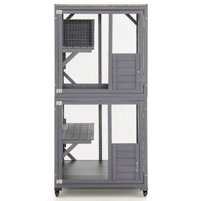 Outdoor Cat Cages Kitten House Enclosures On Wheels with Resting Box