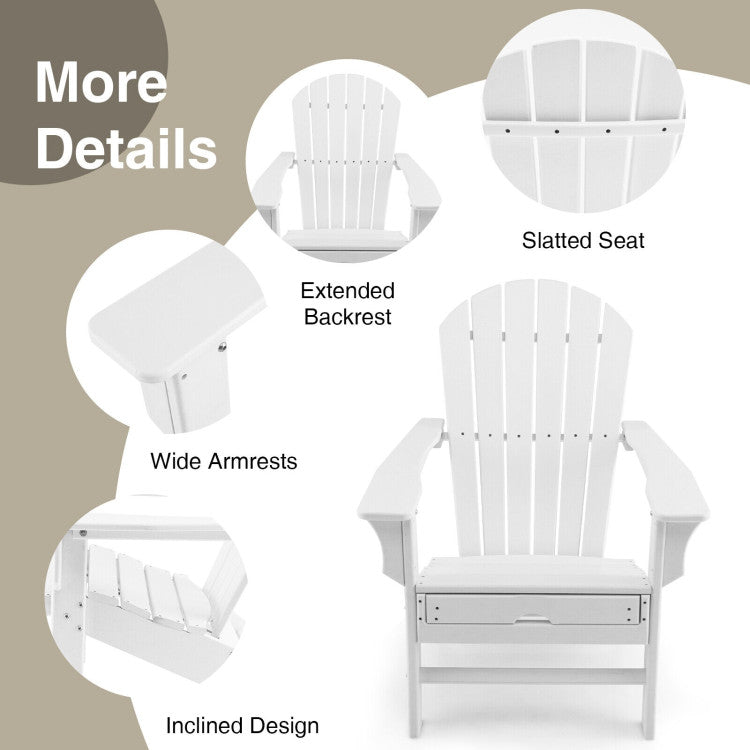 Outdoor Folding Adirondack Chair Patio Weather Resistant HDPE Lounge Chair with Retractable Ottoman for Porch Backyard