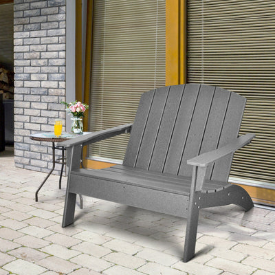Outdoor HDPE Adirondack Loveseat Patio Lounge Chair Oversize Seat with Armrests for 2 People