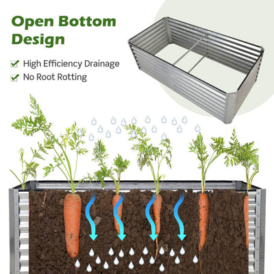 72" x 36" x 24" Outdoor Metal Planter Raised Garden Bed 269 Gallon Garden Box for Lawn Backyard