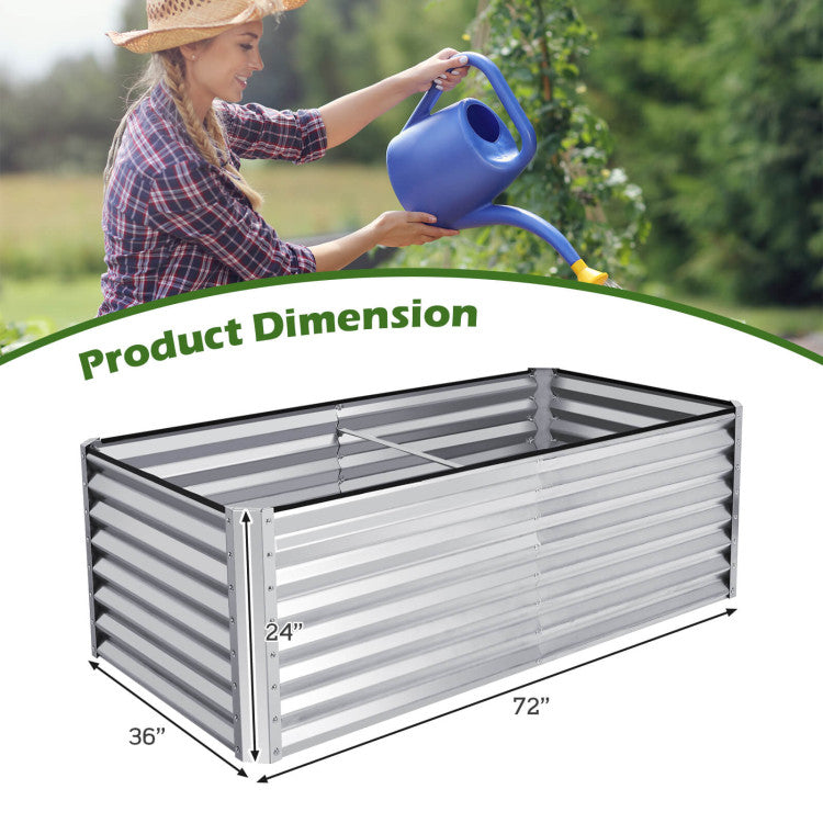 72" x 36" x 24" Outdoor Metal Planter Raised Garden Bed 269 Gallon Garden Box for Lawn Backyard