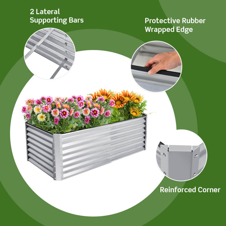 72" x 36" x 24" Outdoor Metal Planter Raised Garden Bed 269 Gallon Garden Box for Lawn Backyard