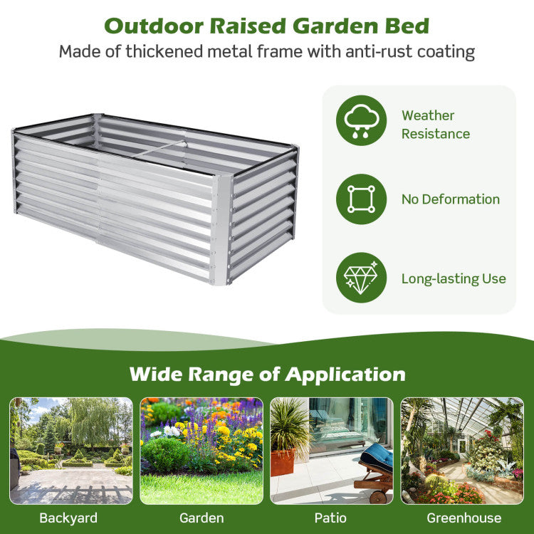 72" x 36" x 24" Outdoor Metal Planter Raised Garden Bed 269 Gallon Garden Box for Lawn Backyard