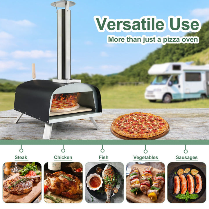 Outdoor Portable 2-in-1 Pizza and Grill Oven Wood Pellet Pizza