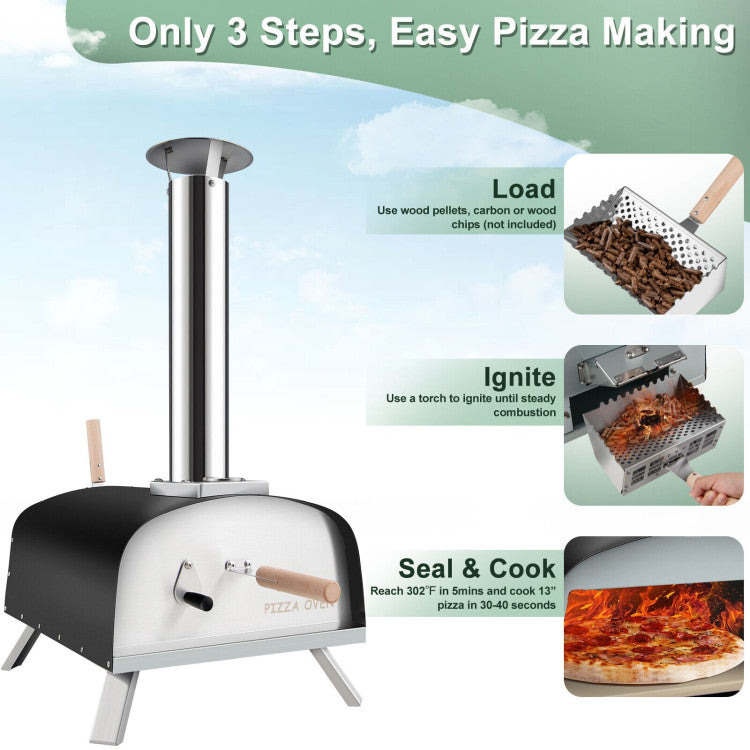 Outdoor Portable 2-in-1 Pizza and Grill Oven Wood Pellet Pizza Maker Machine