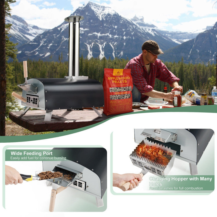 Outdoor Portable 2-in-1 Pizza and Grill Oven Wood Pellet Pizza Maker Machine