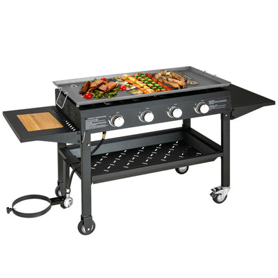 Outdoor Portable 60000BTU 4 Burner Barbecue Griddle Foldable Propane Gas Grill with BBQ Tools