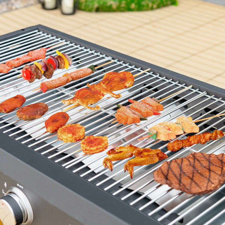 Outdoor Portable 60000BTU 4 Burner Barbecue Griddle Foldable Propane Gas Grill with BBQ Tools