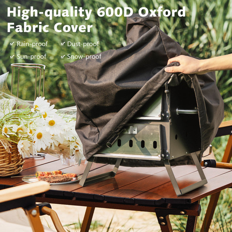 Outdoor Portable Pizza Oven Stainless Steel Multi-Fuel Pizza Maker with Foldable Legs Anti-scalding Handles