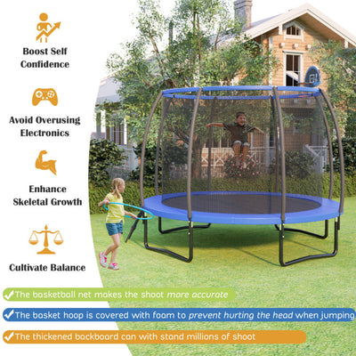 Outdoor Recreational Trampoline ASTM Approved All Weather Large Trampoline with Basketball Hoop Safety Enclosure Net Ladder