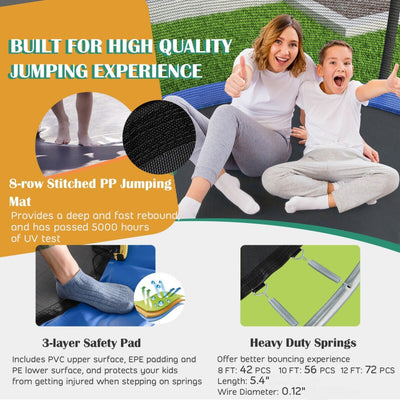 Outdoor Recreational Trampoline ASTM Approved All Weather Large Trampoline with Basketball Hoop Safety Enclosure Net Ladder