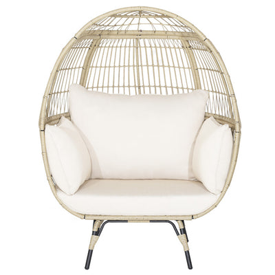 Oversized Egg Chair Patio Rattan Hanging Chair Outdoor Wicker Lounge Chair with Thickened Cushions