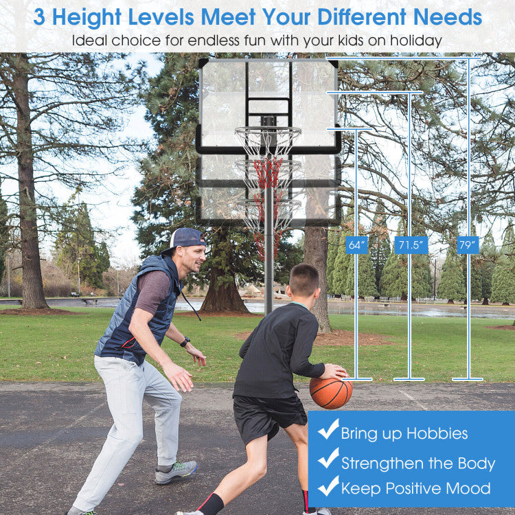 Portable Basketball Hoop Height Adjustable Basketball Goal System with Shatterproof PVC Backboard
