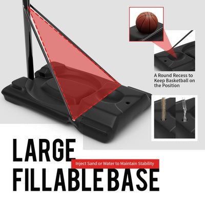 Portable Basketball Hoop Height Adjustable Shatterproof PVC Backboard with Wheels and 2 Nets