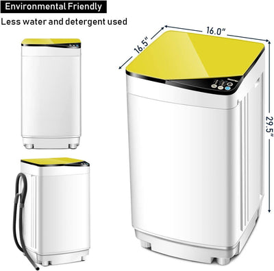 Portable Full-Automatic Washing Machine 7.7lbs Compact Laundry Washer Spin Combo with 6 Programs and Adjustable Feet