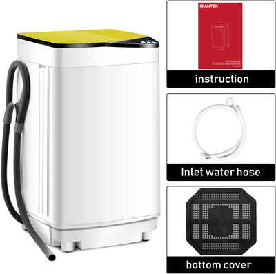 Portable Full-Automatic Washing Machine 7.7lbs Compact Laundry Washer Spin Combo with 6 Programs and Adjustable Feet