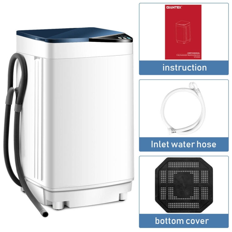 Portable Full-Automatic Washing Machine 7.7lbs Compact Laundry Washer Spin Combo with 6 Programs and Adjustable Feet