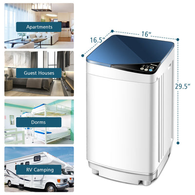 Portable Full-Automatic Washing Machine 7.7lbs Compact Laundry Washer Spin Combo with 6 Programs and Adjustable Feet