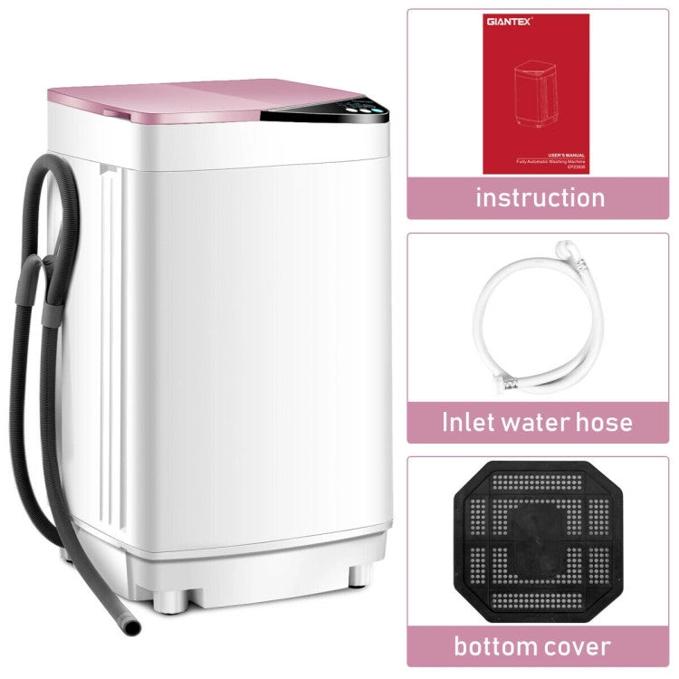 Portable Full-Automatic Washing Machine 7.7lbs Compact Laundry Washer Spin Combo with 6 Programs and Adjustable Feet