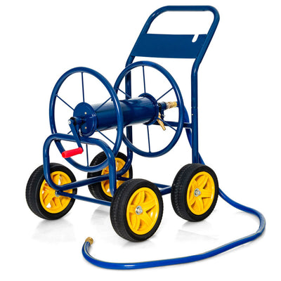 Portable Garden Hose Reel Cart Water Hose Holder with Non-slip Grip and 4 Wheels for Lawn Yard Watering