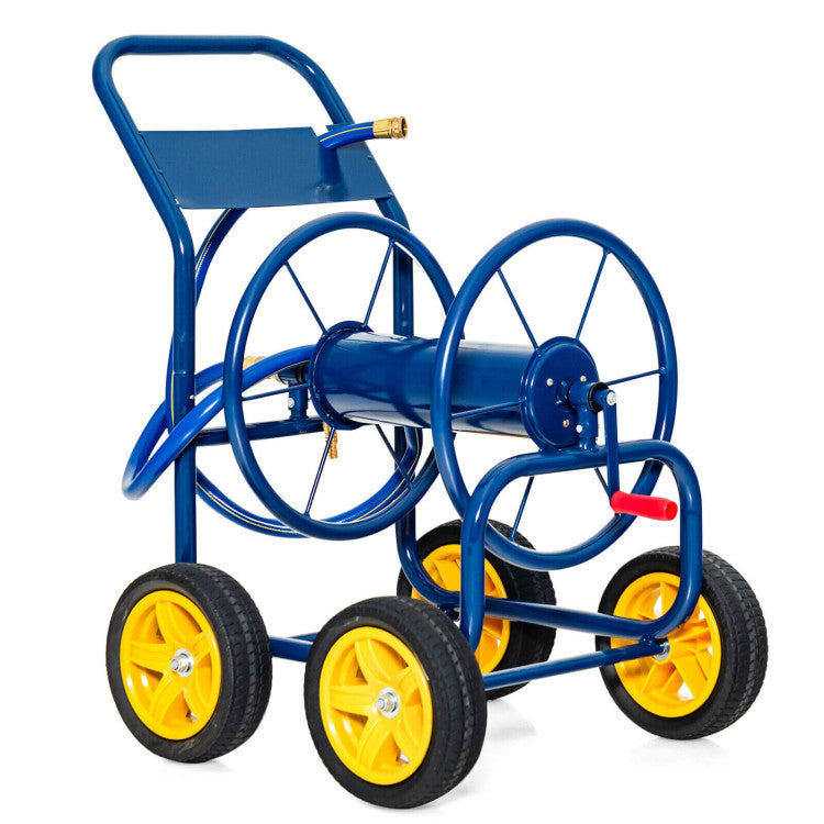 Portable Garden Hose Reel Cart Water Hose Holder with Non-slip Grip and 4 Wheels for Lawn Yard Watering