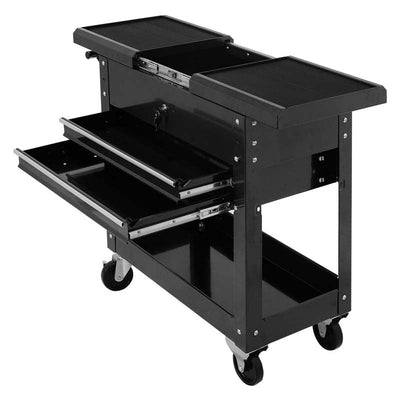 Portable Rolling Tool Cart 2-Drawer Tool Box Storage Cabinet with Wheels for Garage Warehouse