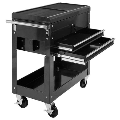 Portable Rolling Tool Cart 2-Drawer Tool Box Storage Cabinet with Wheels for Garage Warehouse