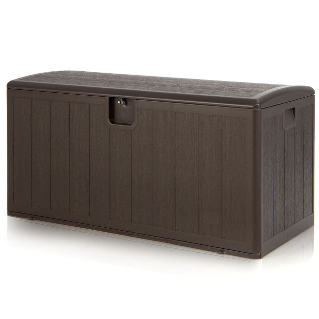 105 Gallon Outdoor Storage Deck Box Weather Resistant Storage Container with Lockable Cover